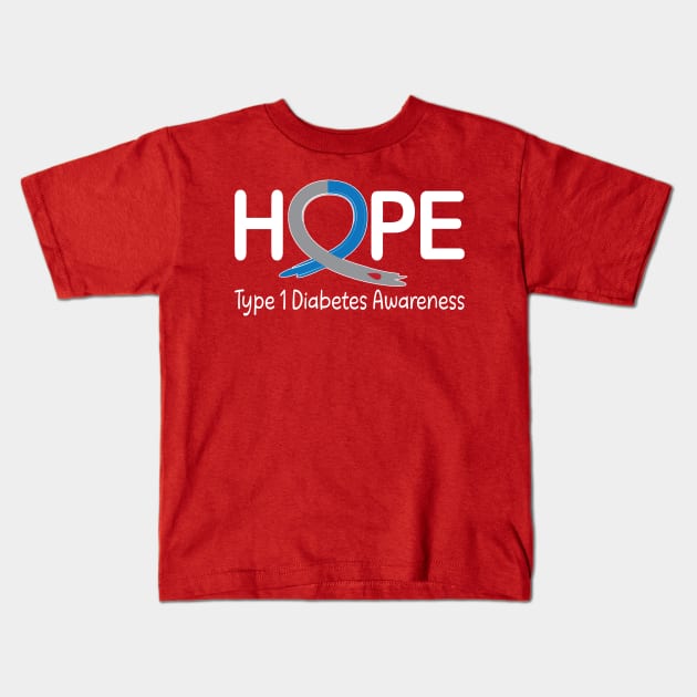 Hope Type 1 Diabetes Awareness Kids T-Shirt by PenguinCornerStore